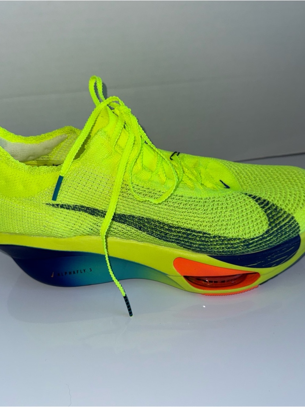 NIKE ZoomX Alphafly Next Neon Yellow/Blue Running Shoe 10.5 - Picture 3 of 7